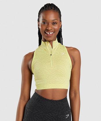 Corp Tops Gymshark Adapt Animal Seamless 1/2 Zip Mujer Amarillo | CO 2465PJJ